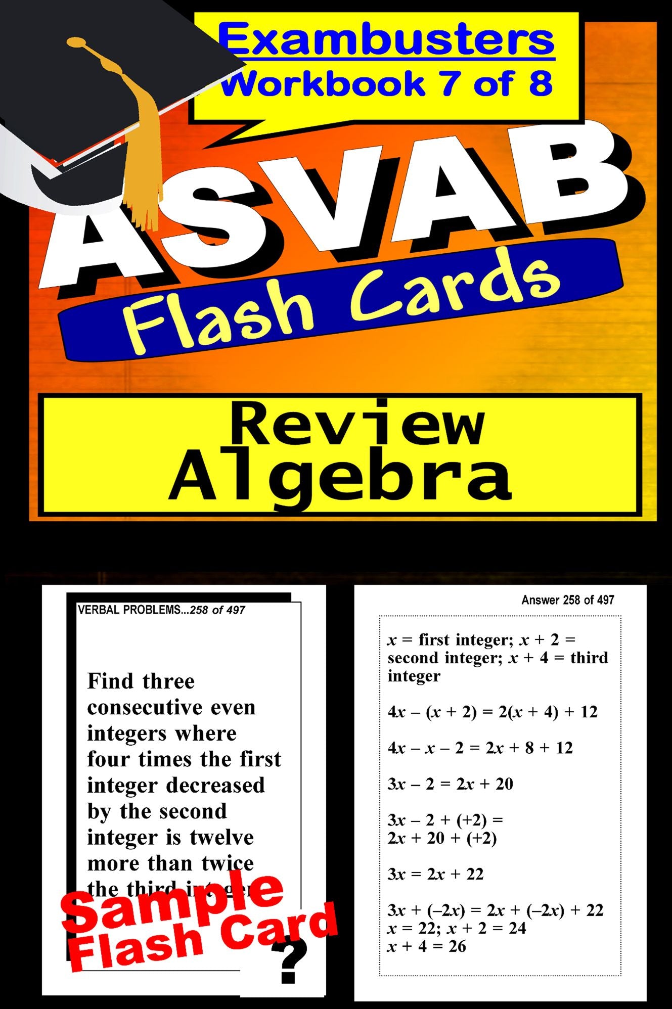 ASVAB Study Guide Algebra Review--ASVAB Math Flashcards--ASVAB Prep Workbook 7 of 8