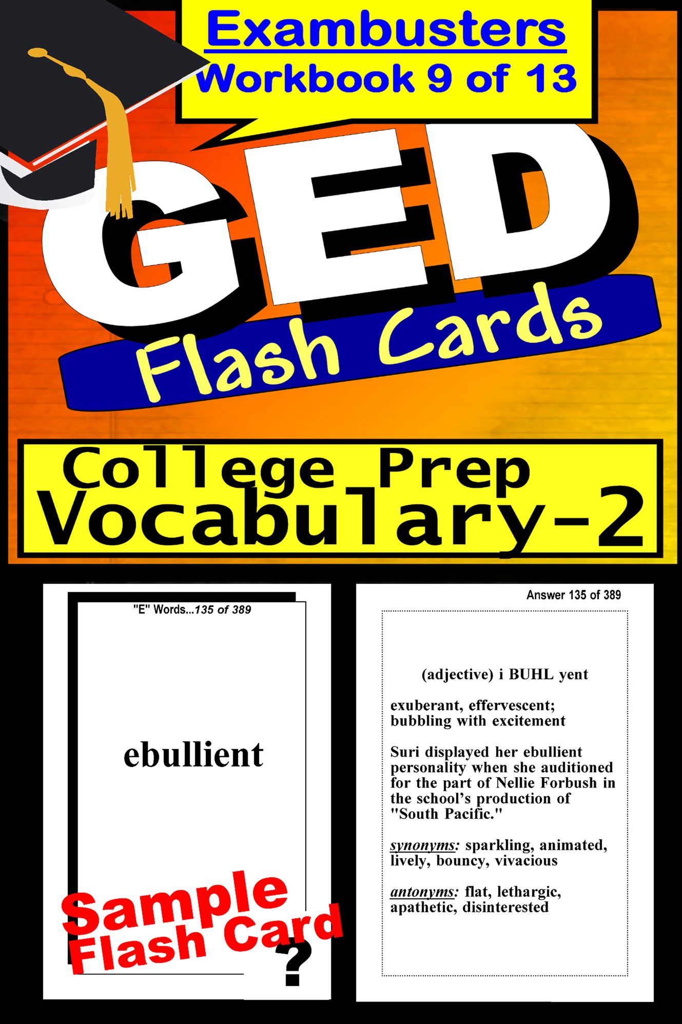 GED Study Guide College Prep Vocabulary--GED Flashcards--GED Prep Workbook 9 of 13