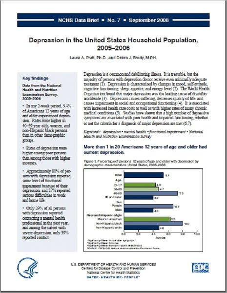 Depression in the United States Household Population, 2005–2006