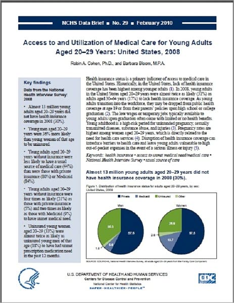 Access to and Utilization of Medical Care for Young Adults Aged 20–29 Years: United States, 2008