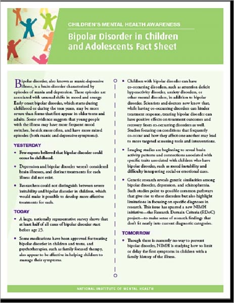 Children's Health and Mental Illness: Bipolar Disorder in Children and Adolescents Fact Sheet