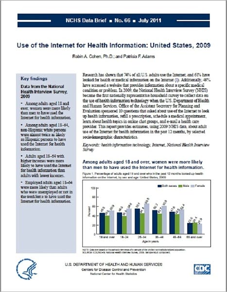 Use of the Internet for Health Information: United States, 2009