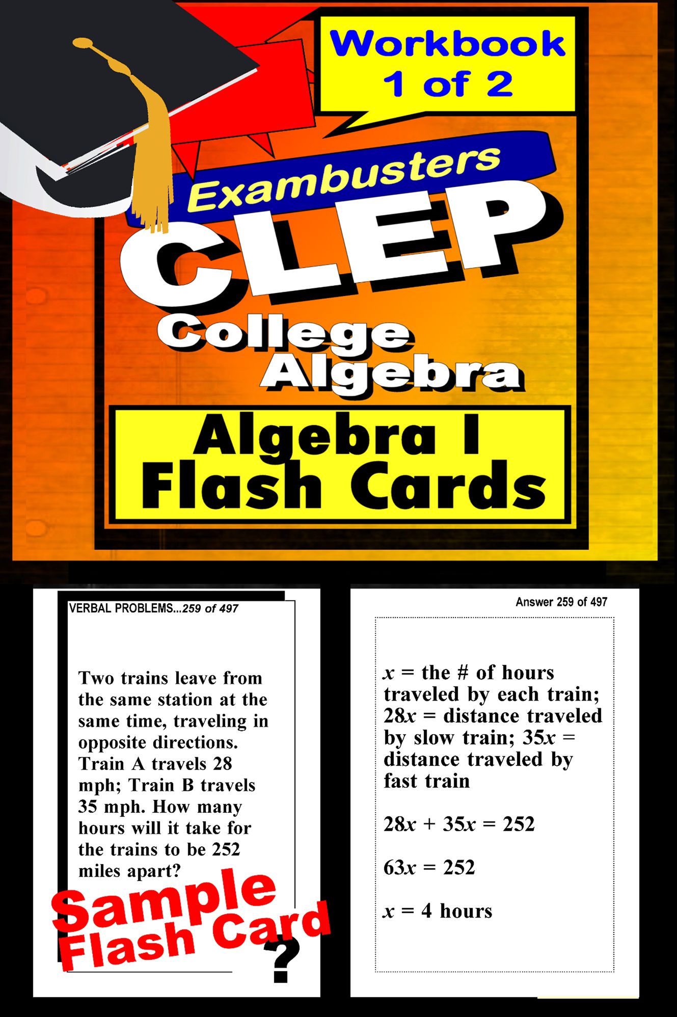 CLEP Test College Algebra--CLEP Algebra 1 Flashcards--CLEP Prep Exam Workbook 1 of 2