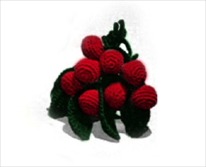 Cherry Boutonniere Crochet Pattern / Hair Accessory / Vintage Crochet Pattern (#ACC0100)