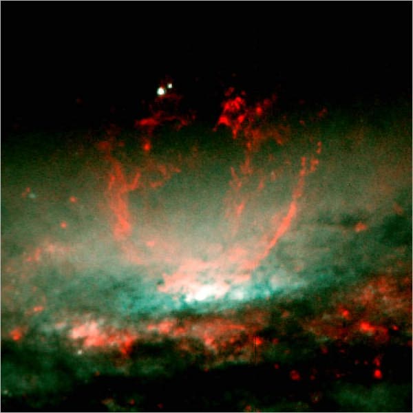 Burst of Star Formation Drives Bubble in Galaxy's Core