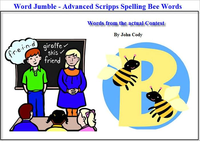 Jumbled Words - Fun way to practice for the Scripps Spelling Bee (Advanced)
