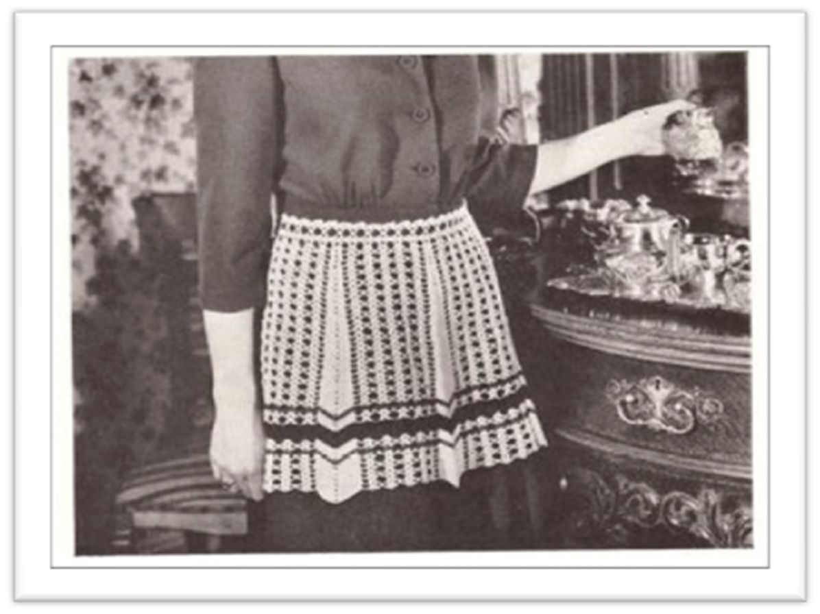 PATTERN #2068 TRI-COLOR APRON VINTAGE CROCHET