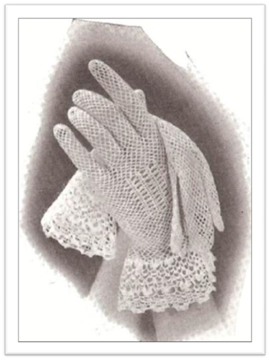 PATTERN #2035 CROCHET GLOVES WITH IRISH CUFFS VINTAGE CROCHET