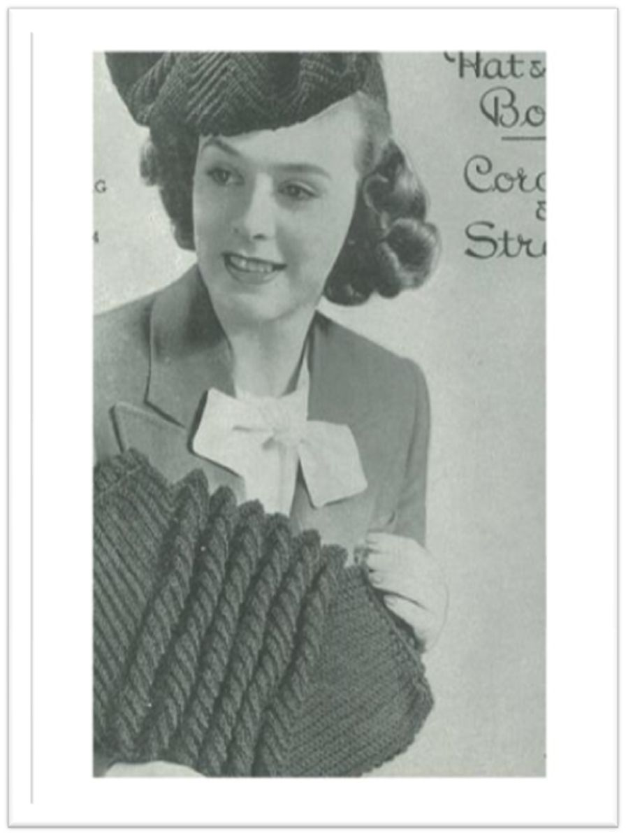 PATTERN #2402 KAREN CORDET HAT AND BAG VINTAGE CROCHET