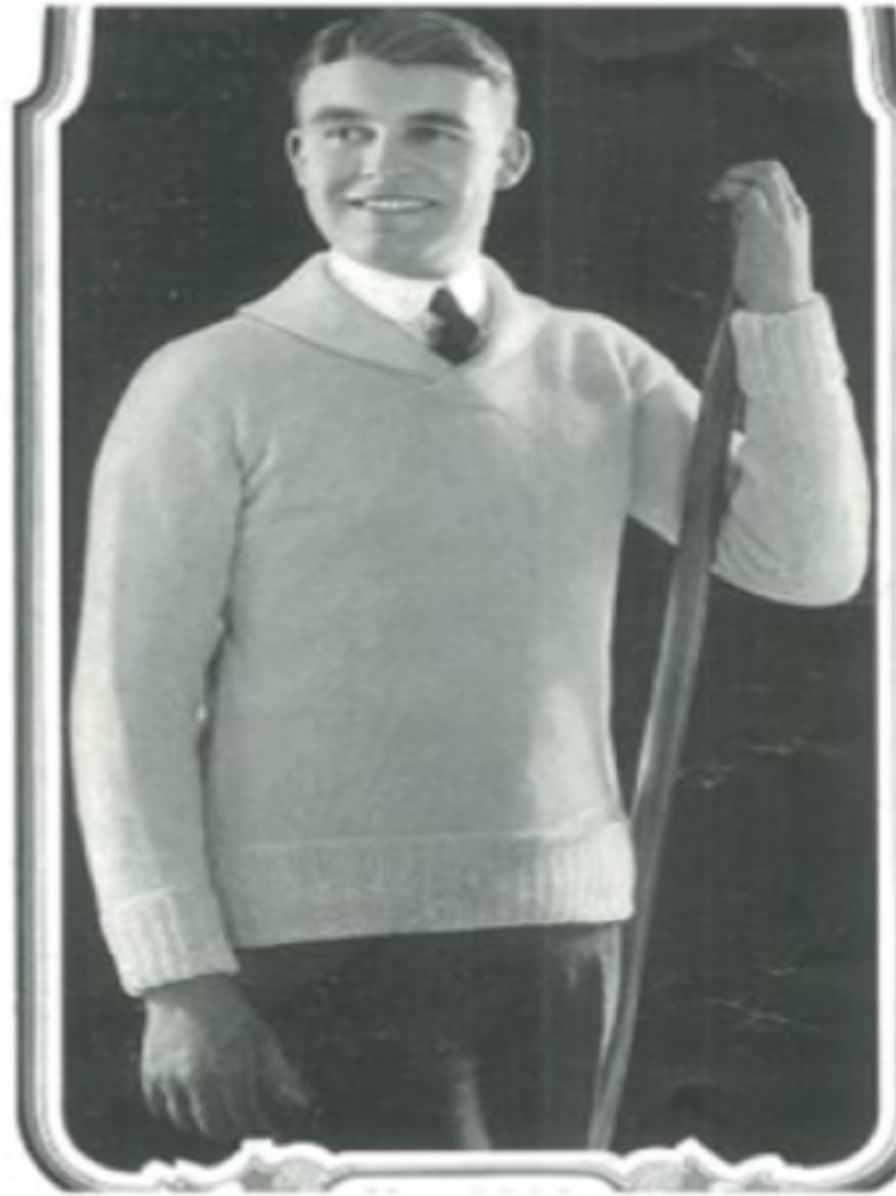 PATTERN #2421 MAN'S KNITTED SPORTS SWEATER VINTAGE KNITTING
