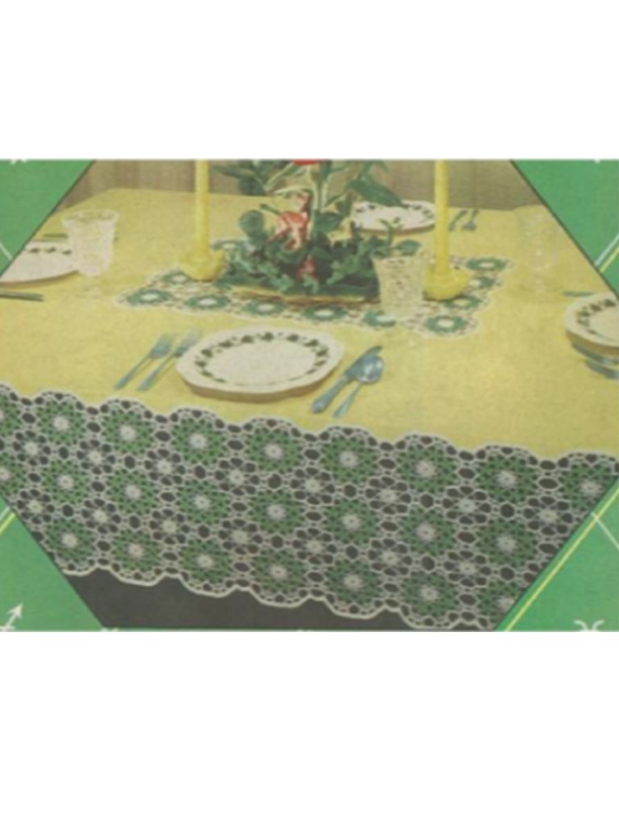 PATTERN #2427 SPRING LEAVES TABLECLOTH VINTAGE CROCHET