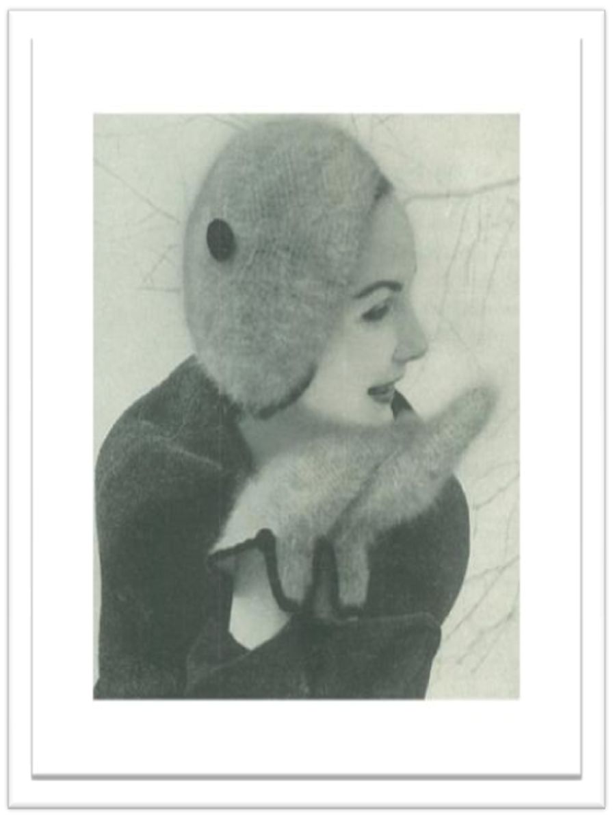 PATTERN #2436 ANGORA BERET AND MITTENS VINTAGE CROCHET