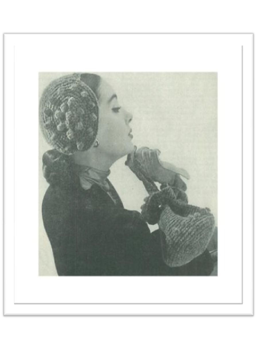 PATTERN #2437 CHENILLE CAP AND BAG VINTAGE KNITTING