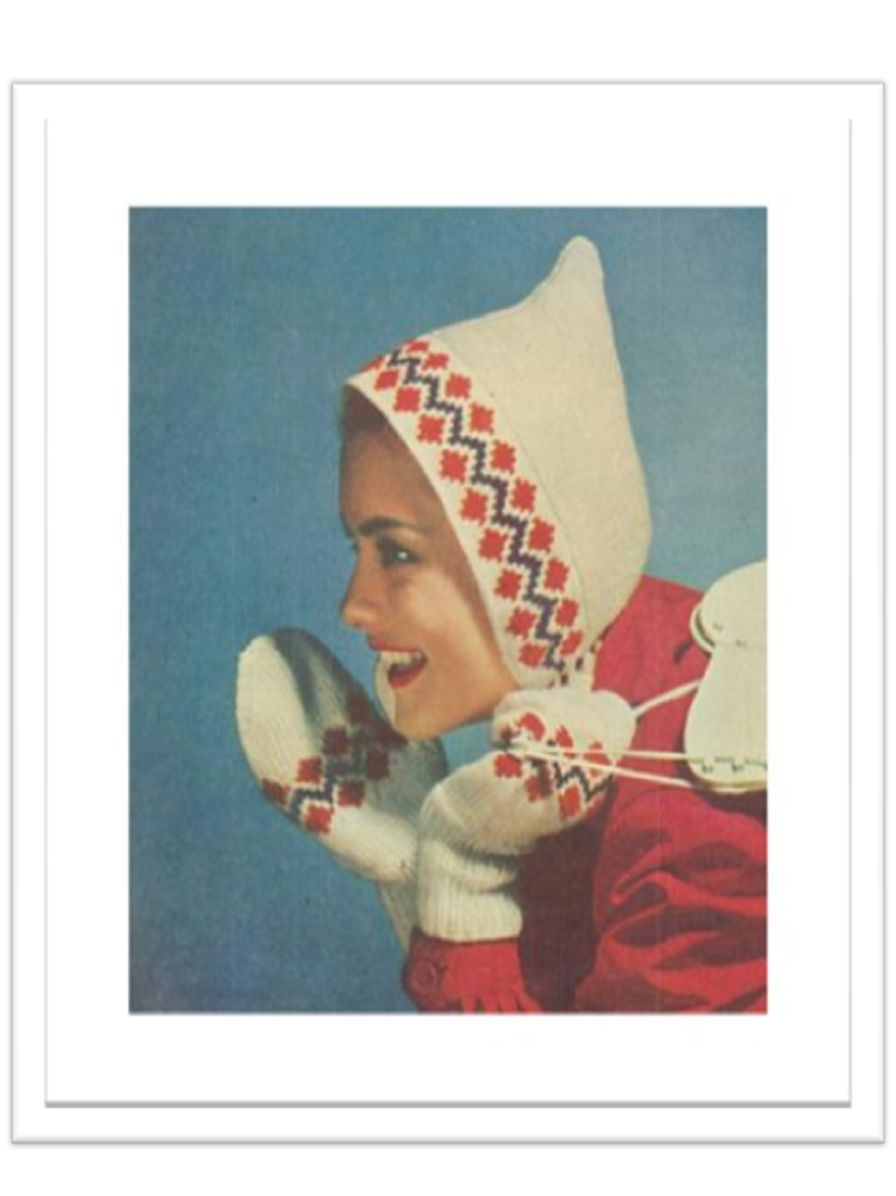 PATTERN #2440 NORWEGIAN CAP & MITTENS VINTAGE KNITTING