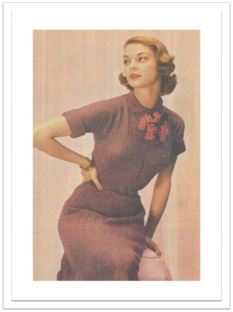 PATTERN #2445 SHIRTWAIST DRESS VINTAGE KNITTING