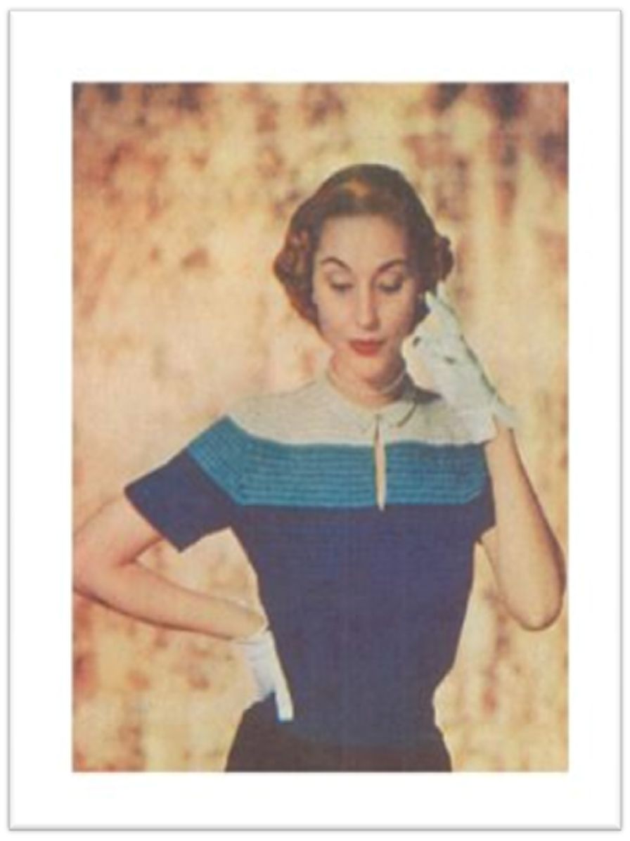 PATTERN #2450 THREE-TONED BLOUSE VINTAGE KNITTING