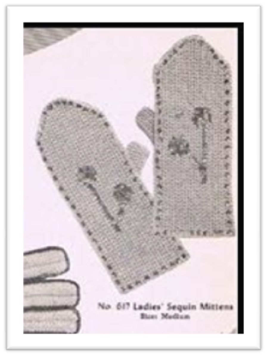 PATTERN #2631 LADIES SEQUIN MITTENS VINTAGE CROCHET