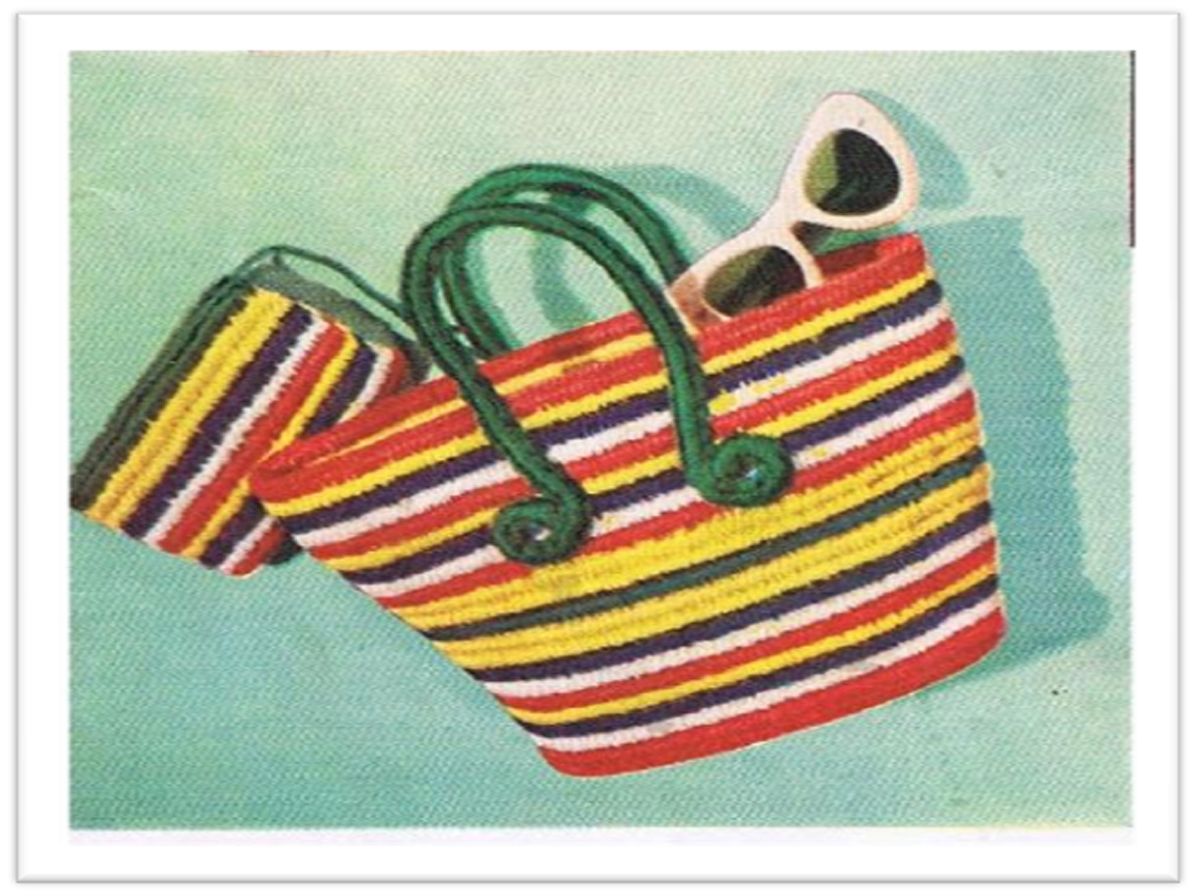 PATTERN #2637 STRIPED BAG AND PURSE VINTAGE CROCHET