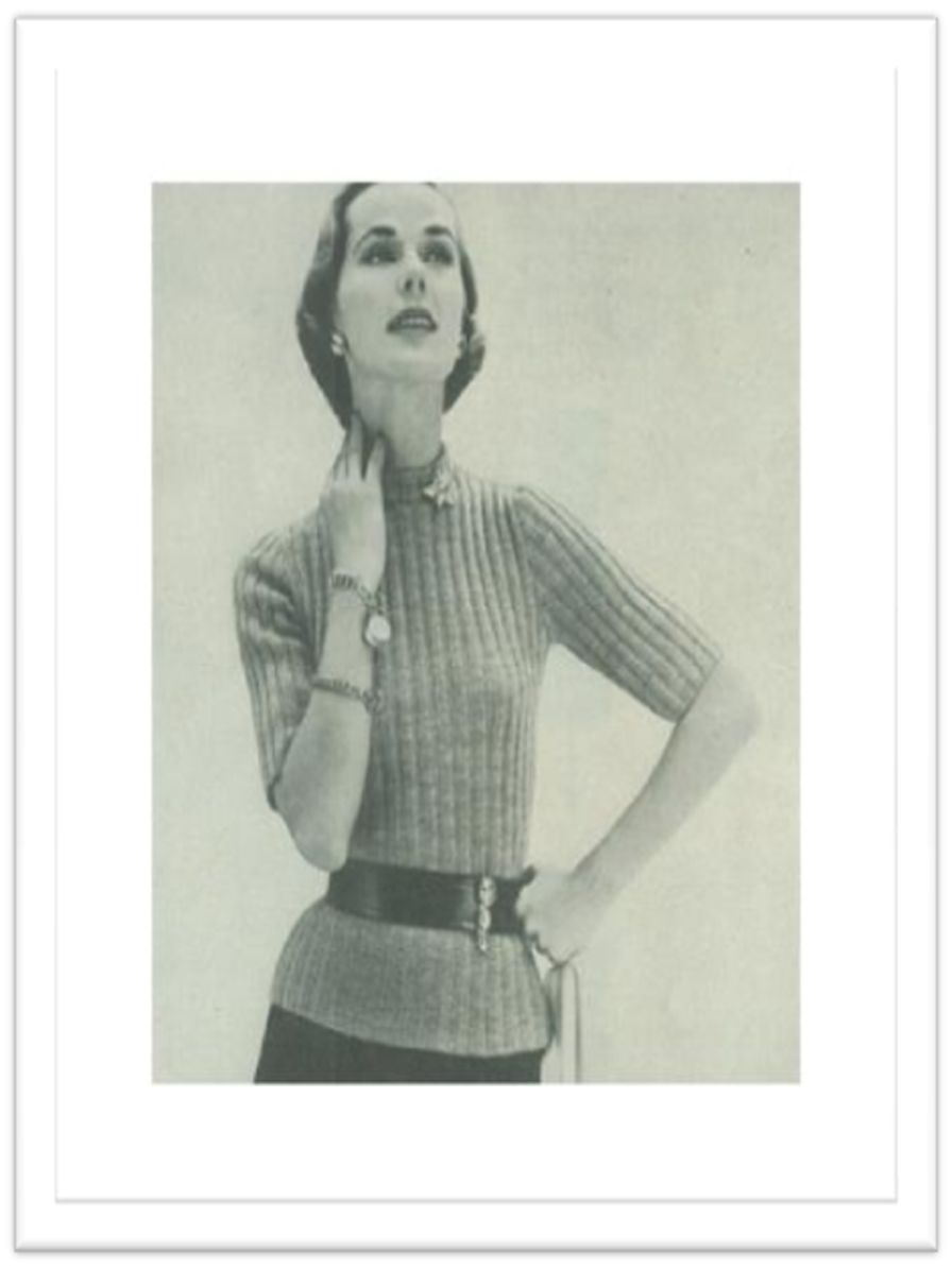 PATTERN #2454 RIBBED PULLOVER VINTAGE KNITTING
