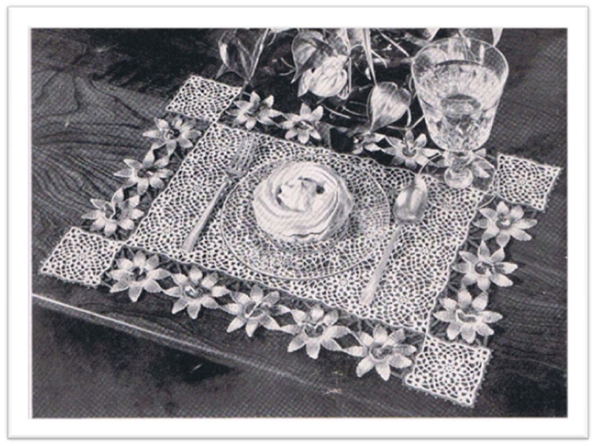 PATTERN #2479 PASSION FLOWER LUNCHEON SET VINTAGE CROCHET