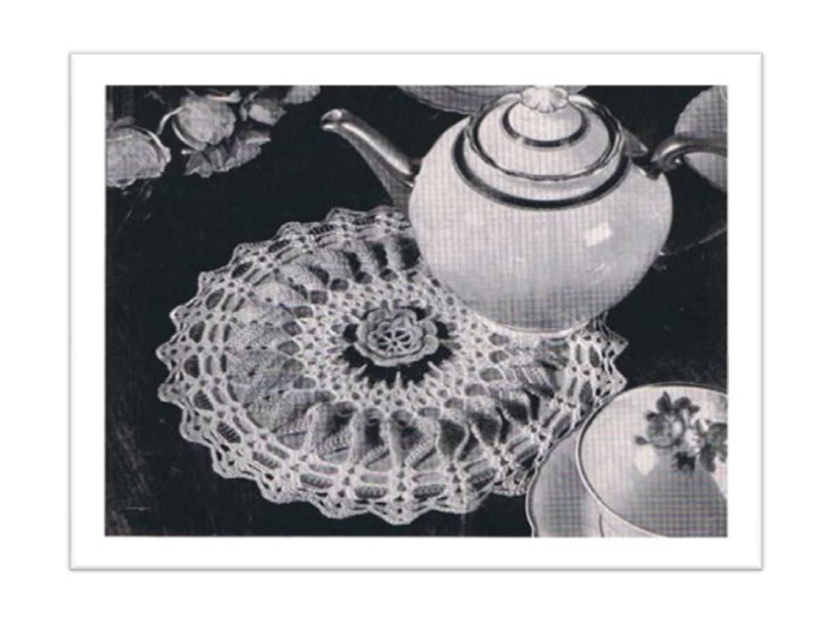 PATTERN #2476 ROSE HOT PLATE MAT COVER VINTAGE CROCHET