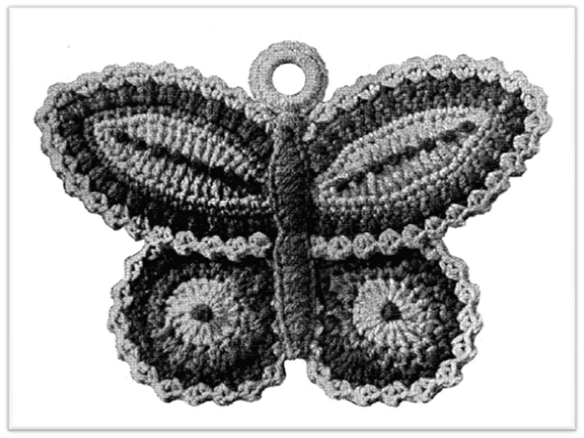 PATTERN #2525 BUTTERFLY POTHOLDER VINTAGE CROCHET