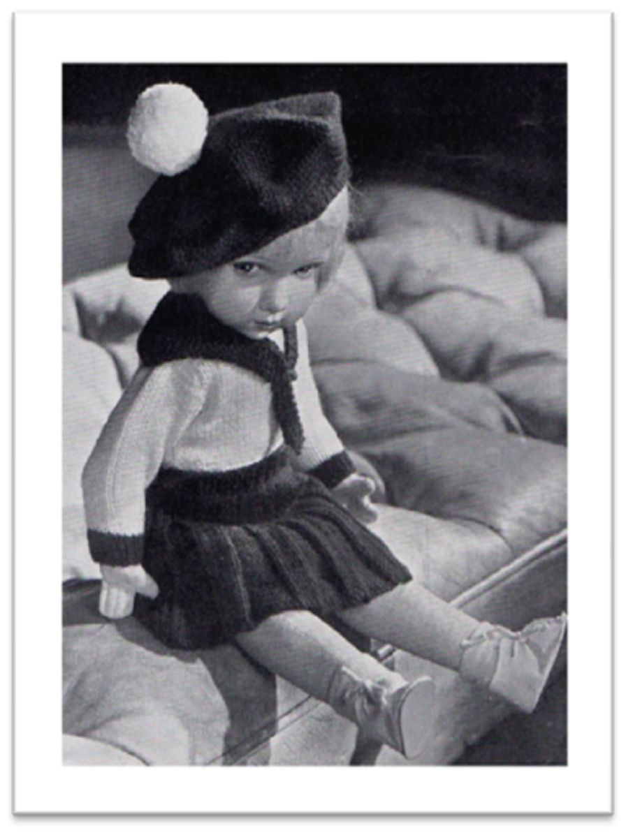 PATTERN #2122 SAILOR DOLL OUTFIT VINTAGE CROCHET