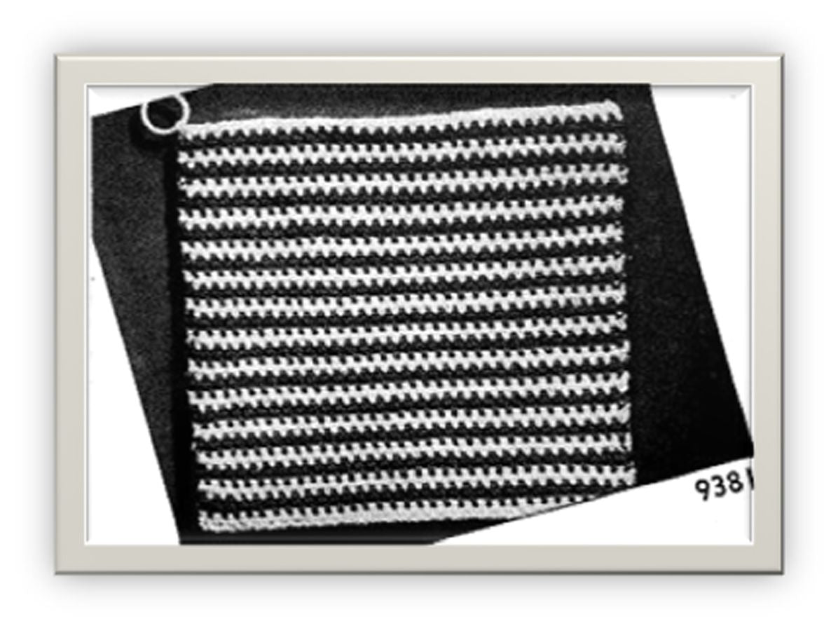 PATTERN #2812 STRIPED POT HOLDER VINTAGE KNITTING