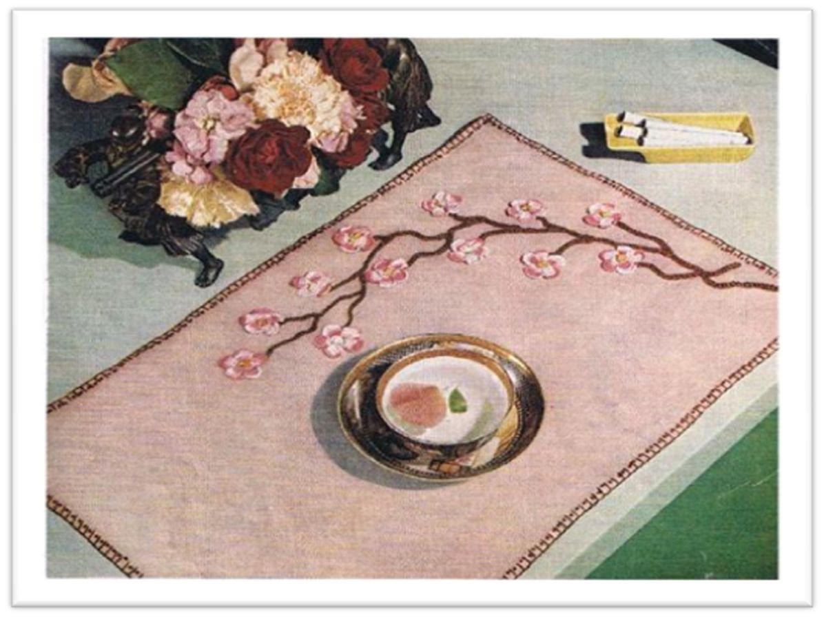 PATTERN #0676 APPLE BLOSSOM PLACEMAT VINTAGE KNITTING