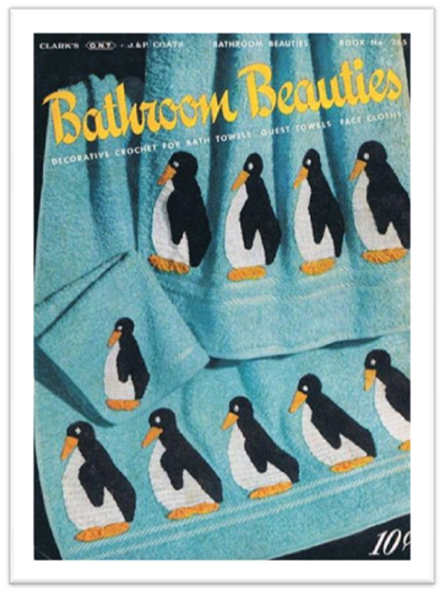 PATTERN #0677 PENGUIN BATH SET VINTAGE CROCHET