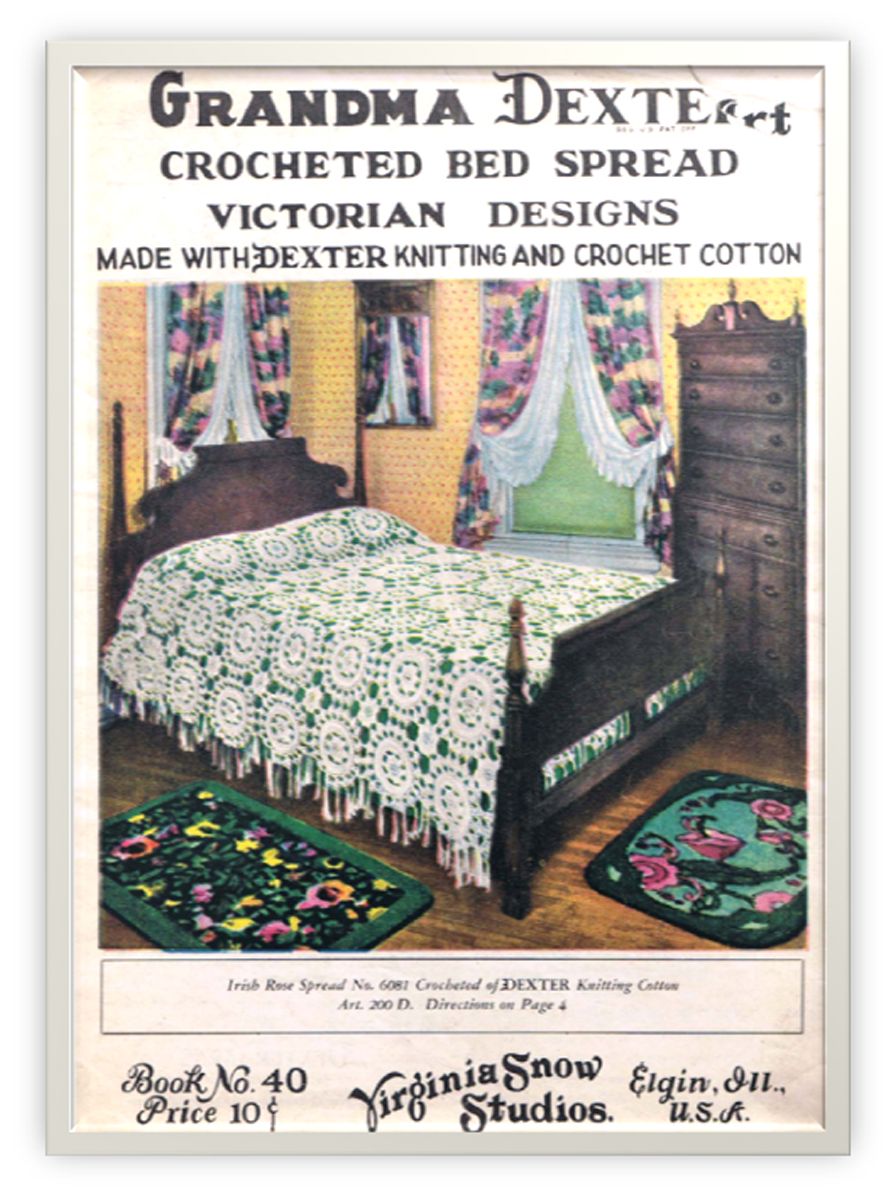 PATTERN #2222 IRISH ROSE BEDSPREAD VINTAGE CROCHET