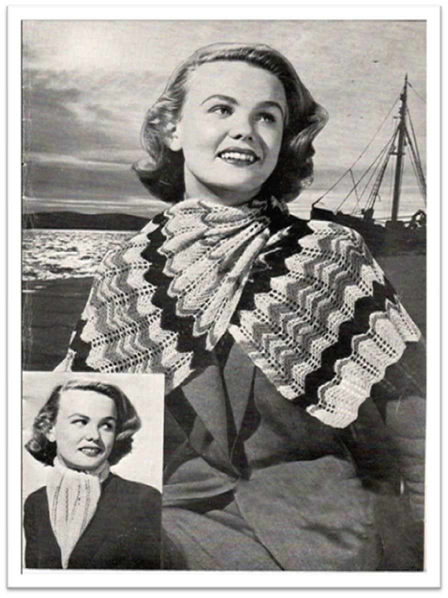 PATTERN #2235 FEATHER AND FAN SCARF VINTAGE KNITTING