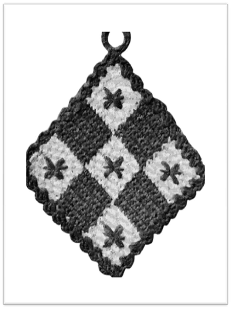PATTERN #2317 CHECKED POTHOLDER VINTAGE CROCHET