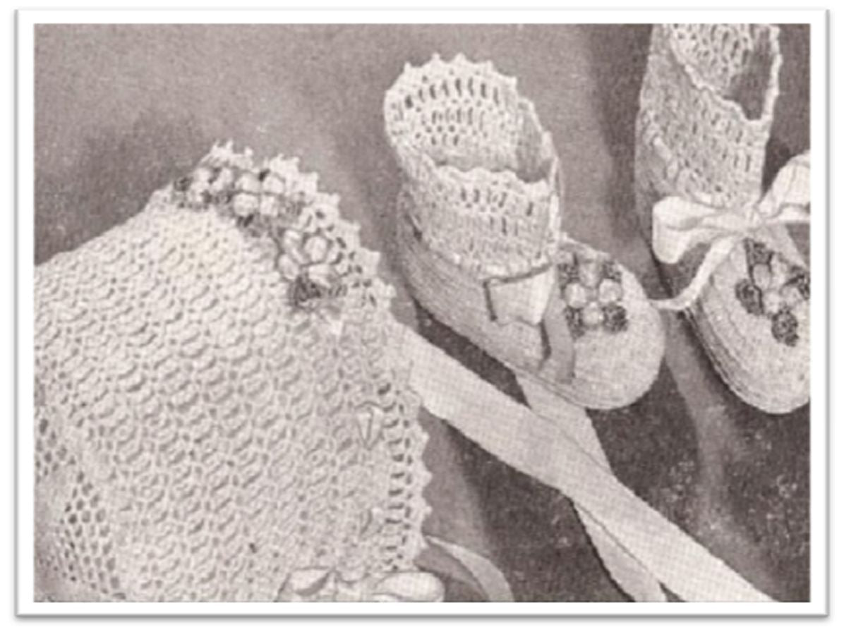PATTERN #2351 BONNET AND BOOTEES VINTAGE CROCHET