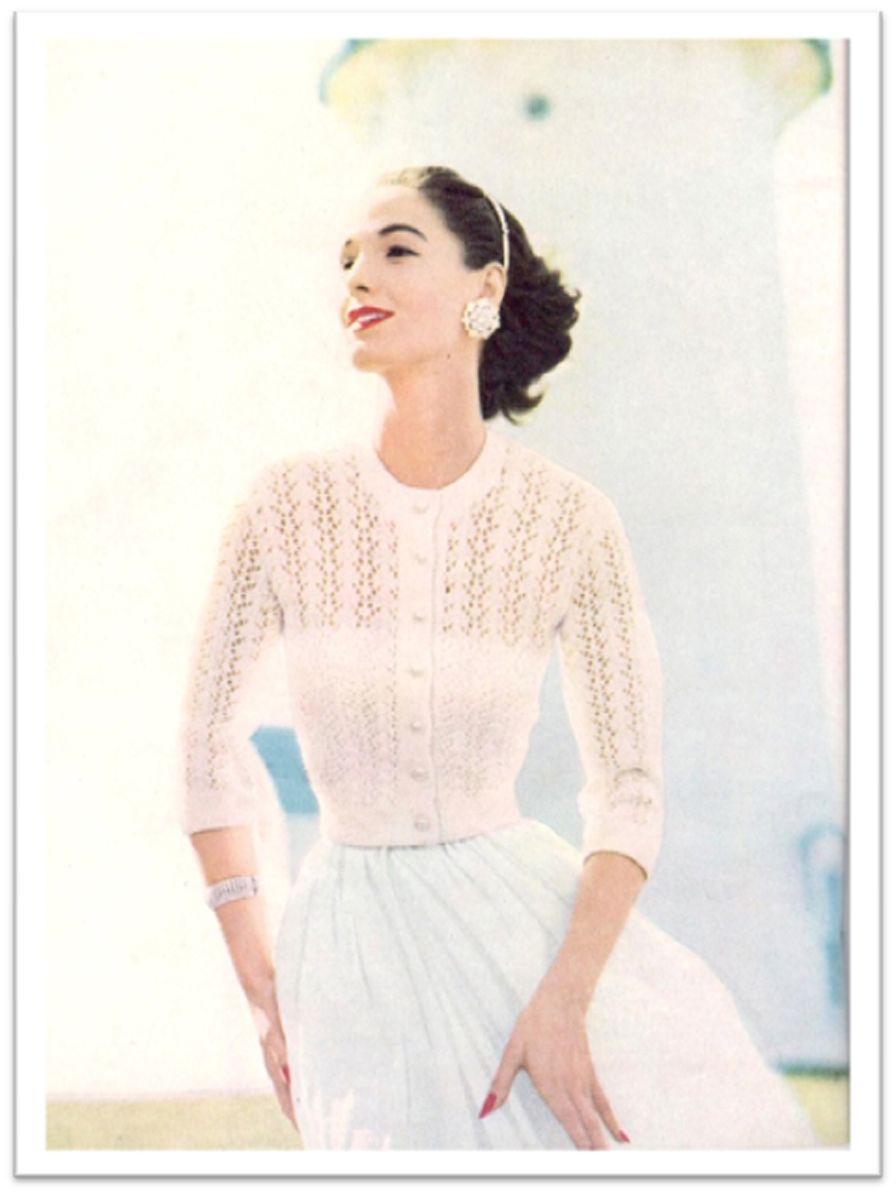 PATTERN #2378 LACE PATTERN CARDIGAN BLOUSE VINTAGE KNITTING