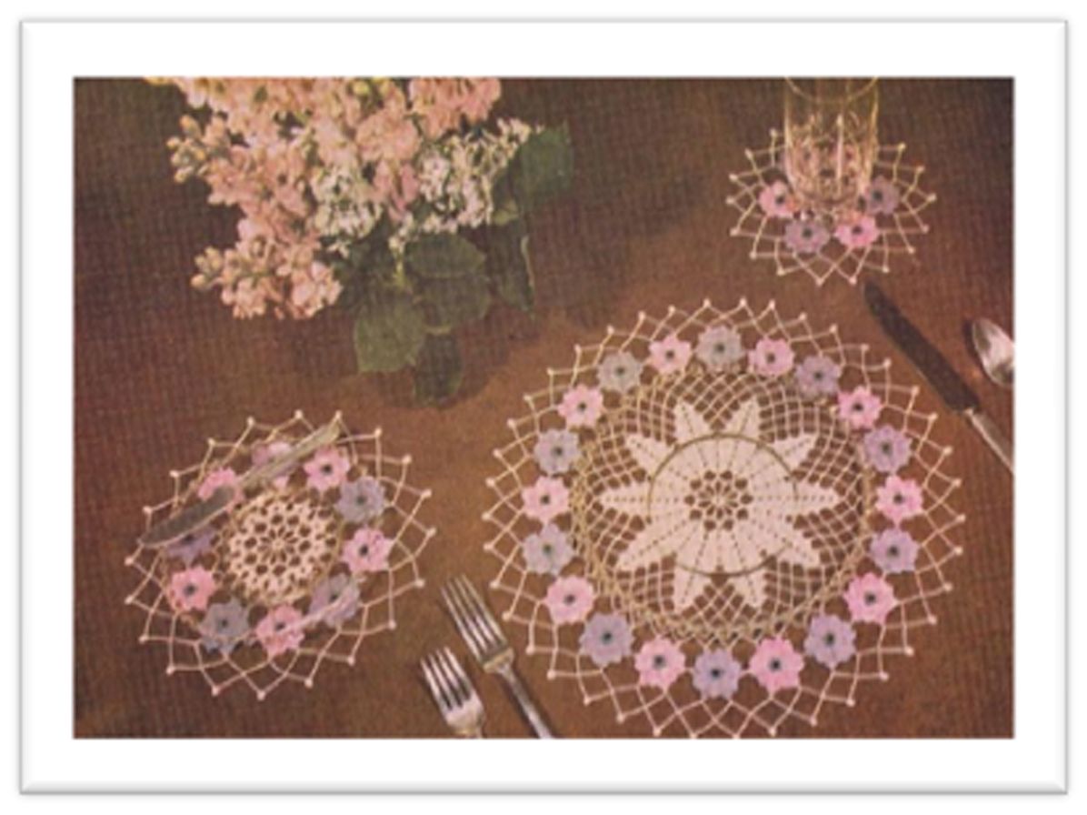 PATTERN #2588 ANEMONE PLACEMAT SET VINTAGE CROCHET