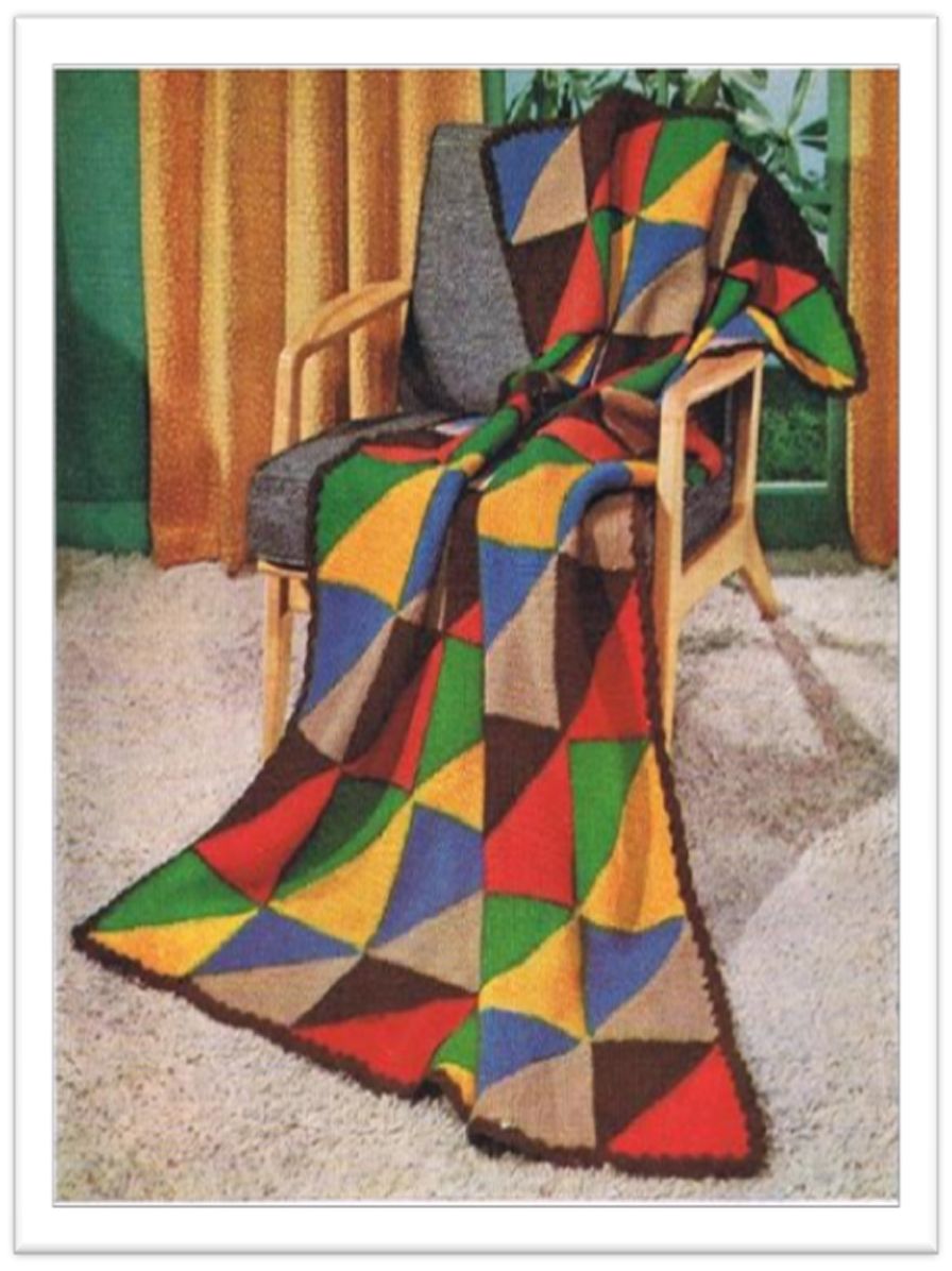 PATTERN #2593 KNITTED TRIANGLE AFGHAN VINTAGE KNITTING