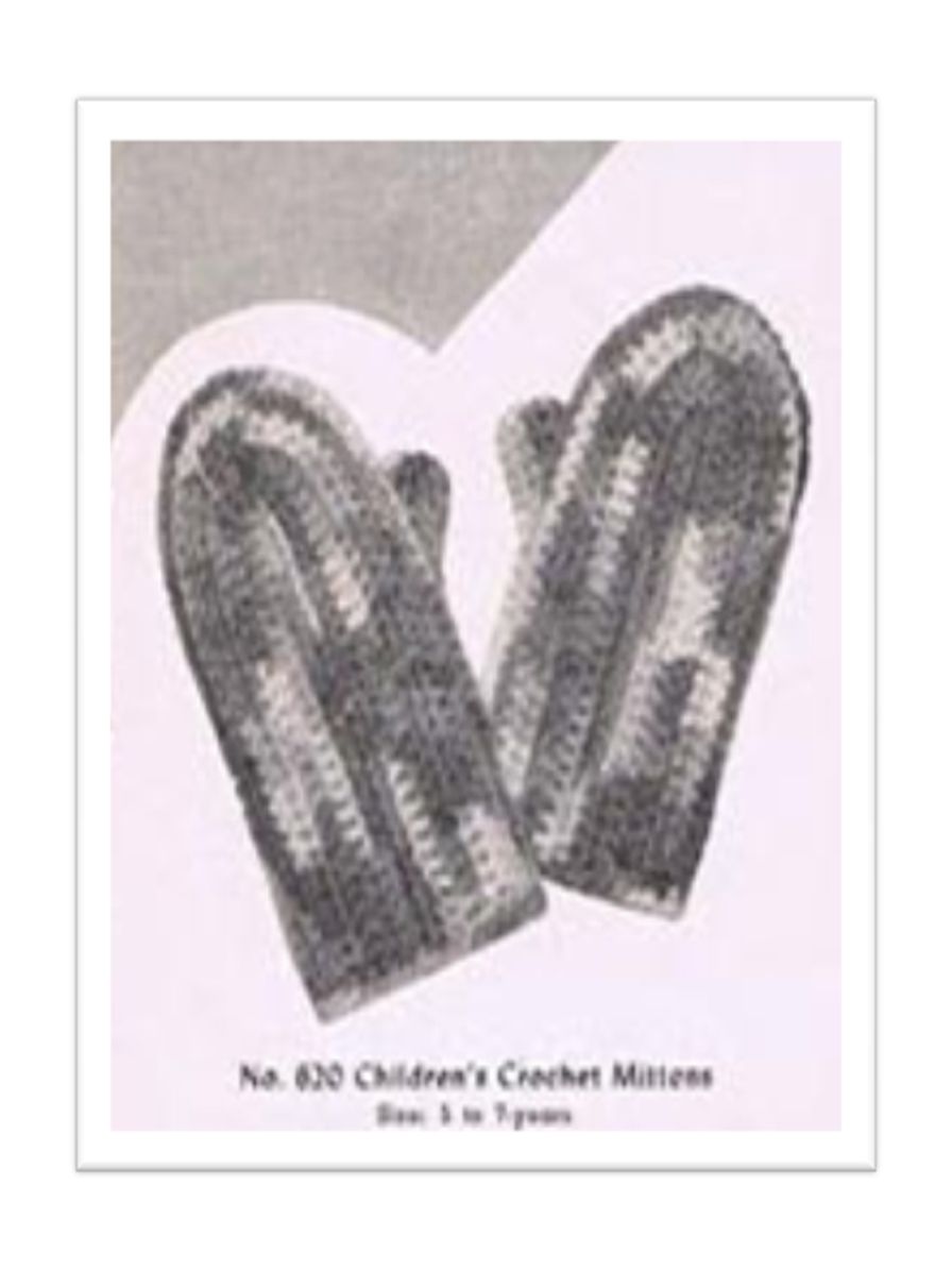 PATTERN #2600 CHILDREN'S CROCHET MITTEN VINTAGE CROCHET