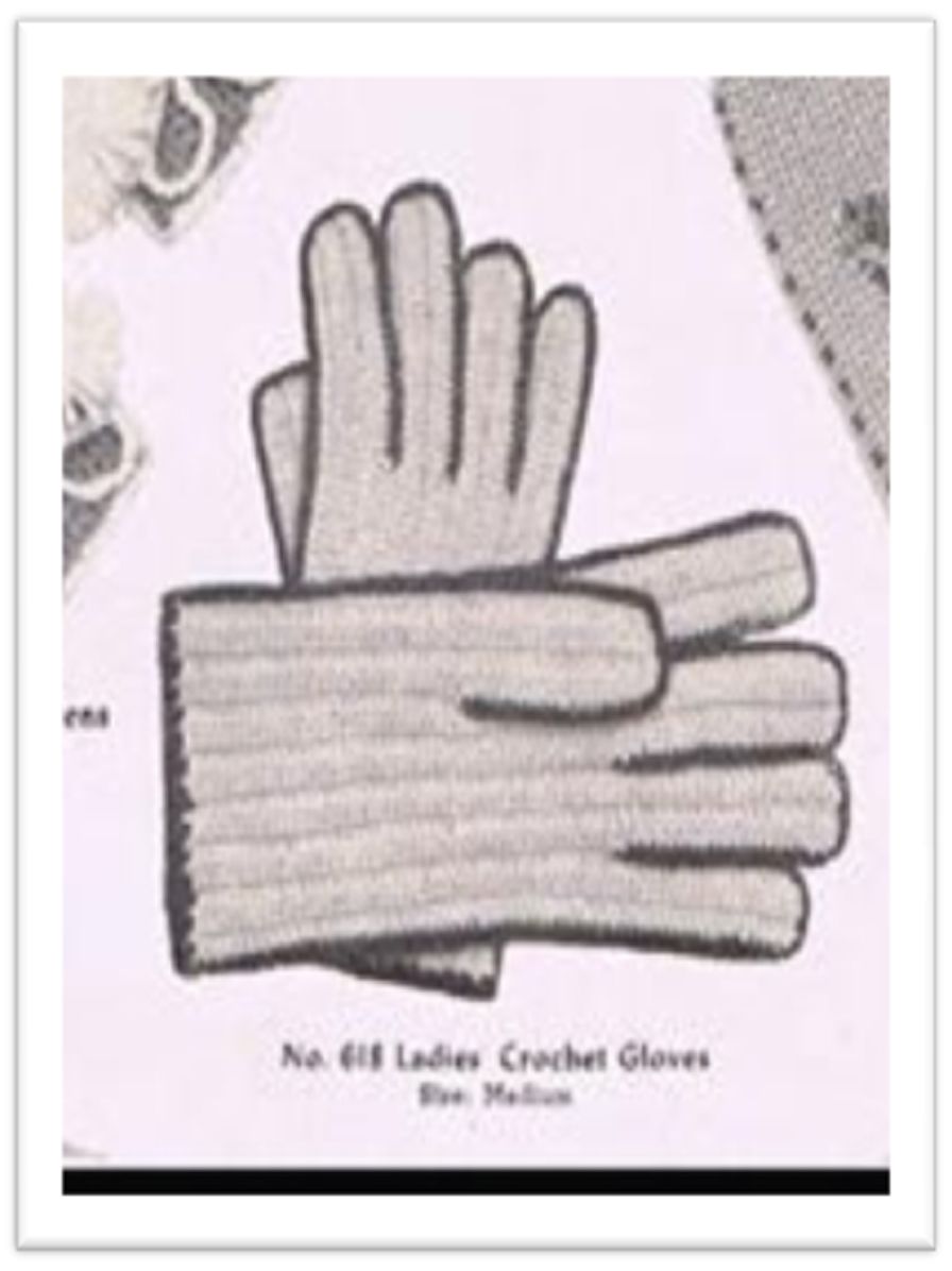PATTERN #2611 LADIES CROCHET GLOVES VINTAGE CROCHET