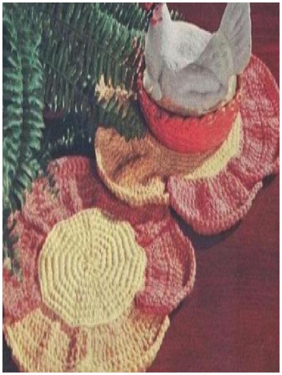 PATTERN #0852 FLOWER HOT PLATE MAT VINTAGE CROCHET