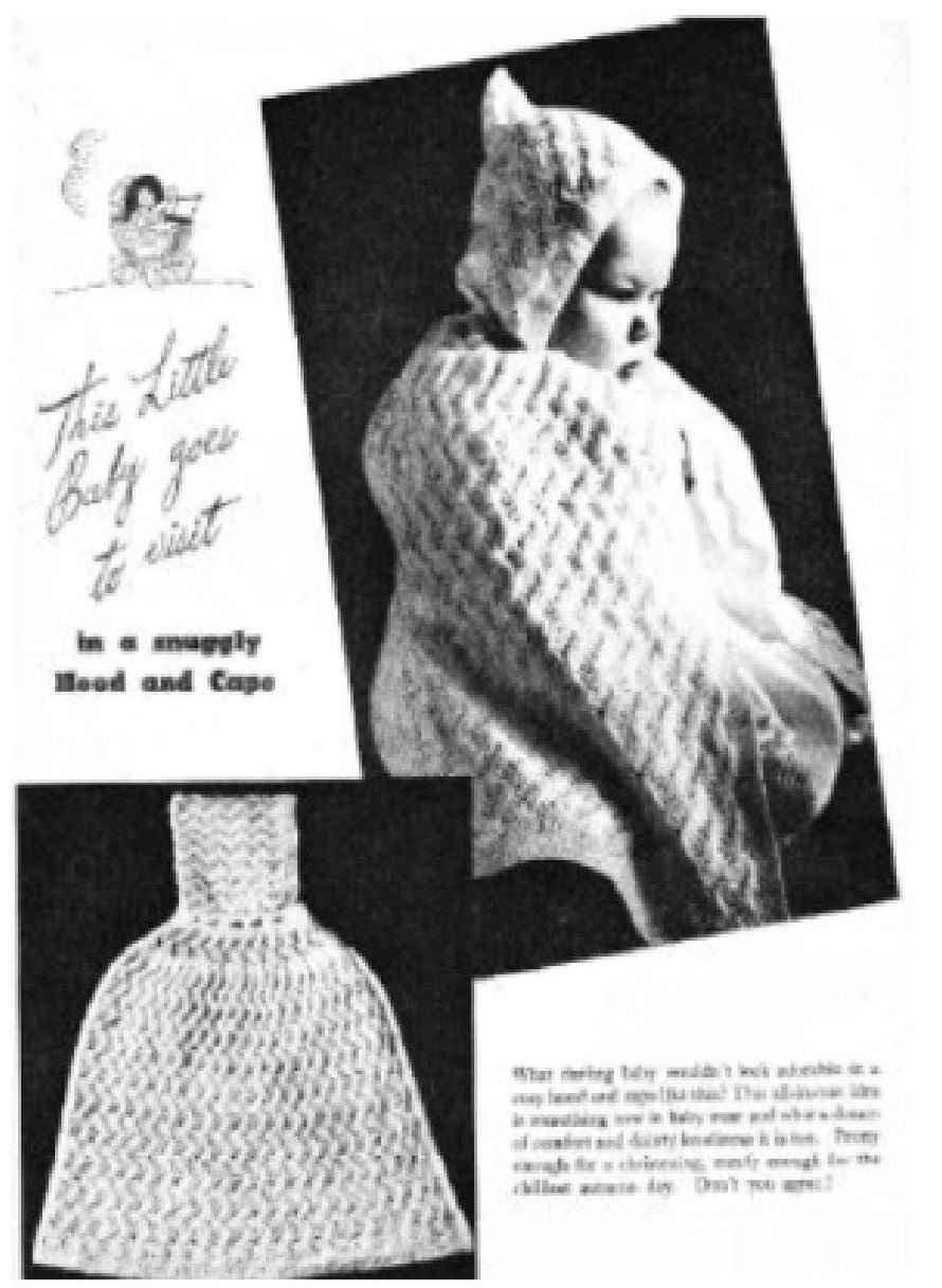 PATTERN #0912 SNUGGLY HOOD AND CAPE PATTERN VINTAGE KNITTING
