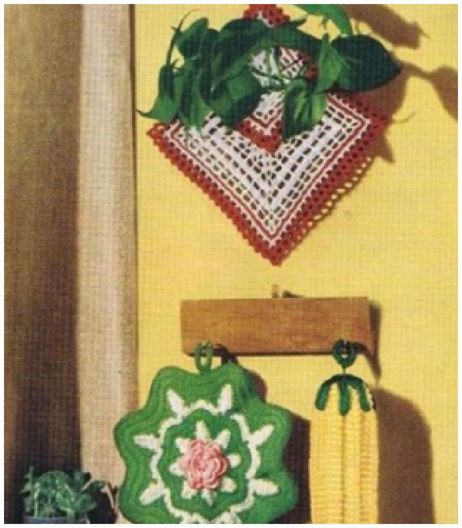 PATTERN #0944 3 POTHOLDER SET VINTAGE CROCHET