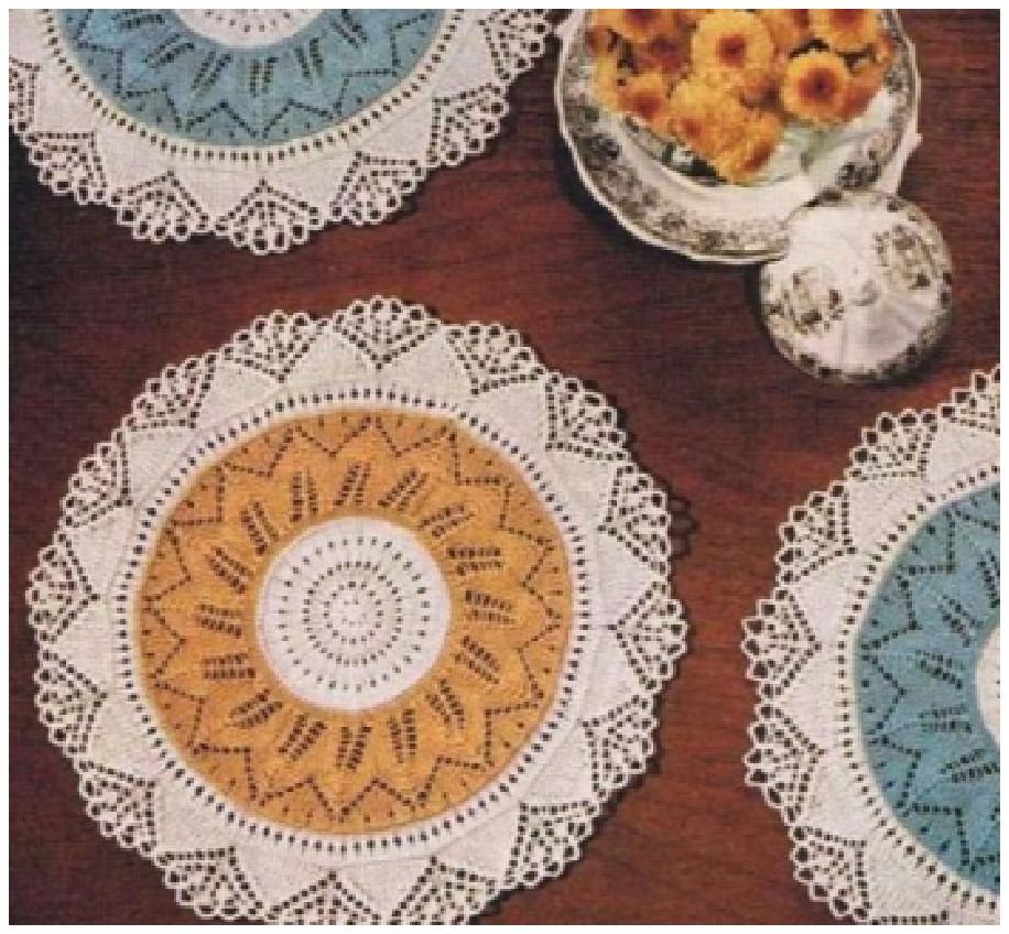 PATTERN #1001 THE KNITTED TWO COLOR DOILY VINTAGE KNITTING
