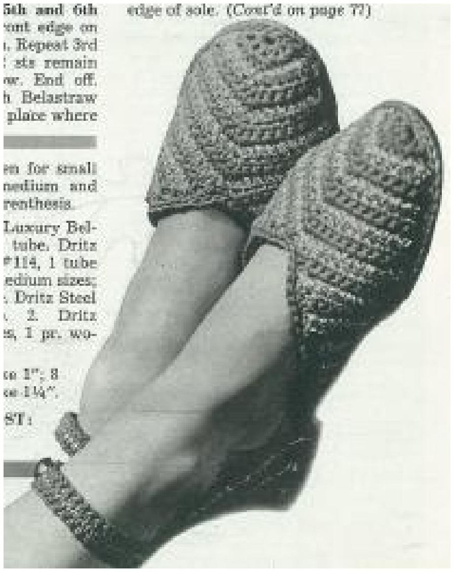 PATTERN #1293 GREEN AND SILVER SLIPPERS VINTAGE CROCHET