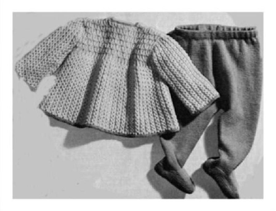 PATTERN #1385 KNITTED SMOCK AND LEGGINGS VINTAGE KNITTING