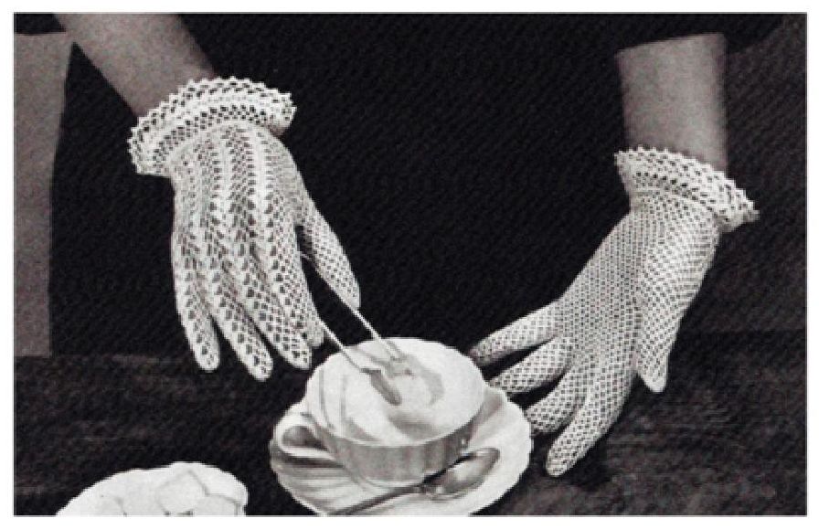 PATTERN #1389 SHELL CLUSTER GLOVES VINTAGE CROCHET