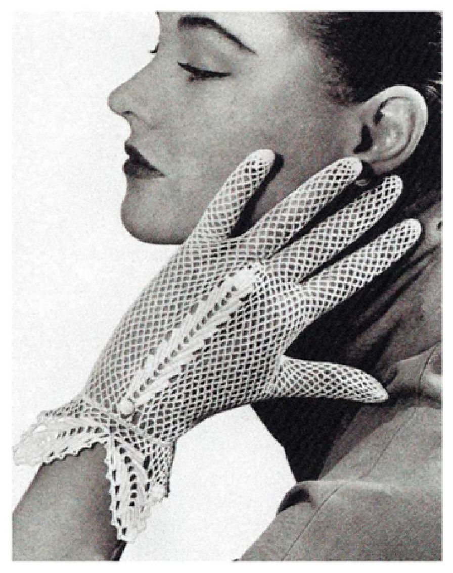 PATTERN #1390 LEAF DECORATION GLOVES VINTAGE CROCHET
