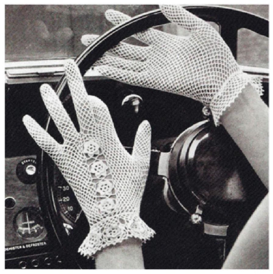 PATTERN #1391 GLOVES WITH ROSETTE DECORATION VINTAGE CROCHET