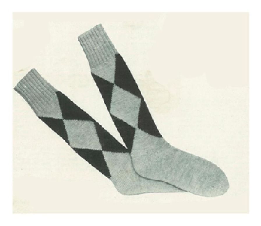 PATTERN #1395 MEN'S ARGYLE SOCKS VINTAGE KNITTING