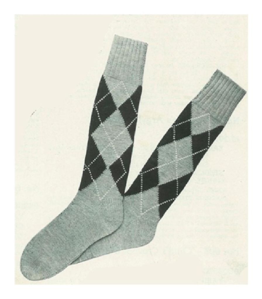 PATTERN #1396 MEN'S ARGYLE SOCKS VINTAGE KNITTING
